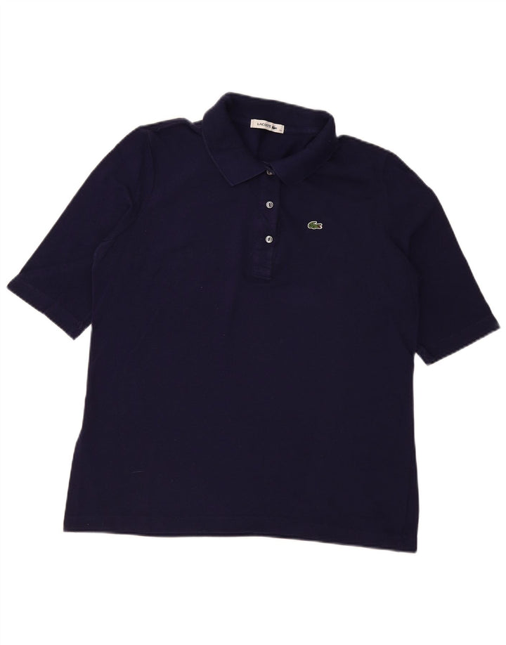Camisa polo feminina Lacoste tamanho 44 grande algodão azul marinho