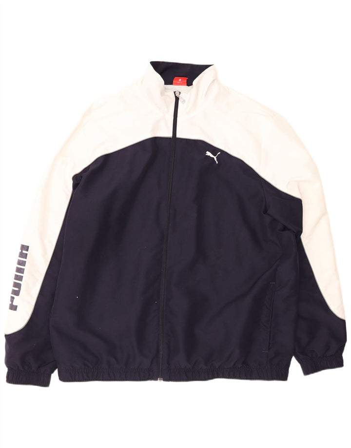 PUMA Mens Graphic Tracksuit Top Jaqueta 2XL Azul Marinho Colourblock Poliéster