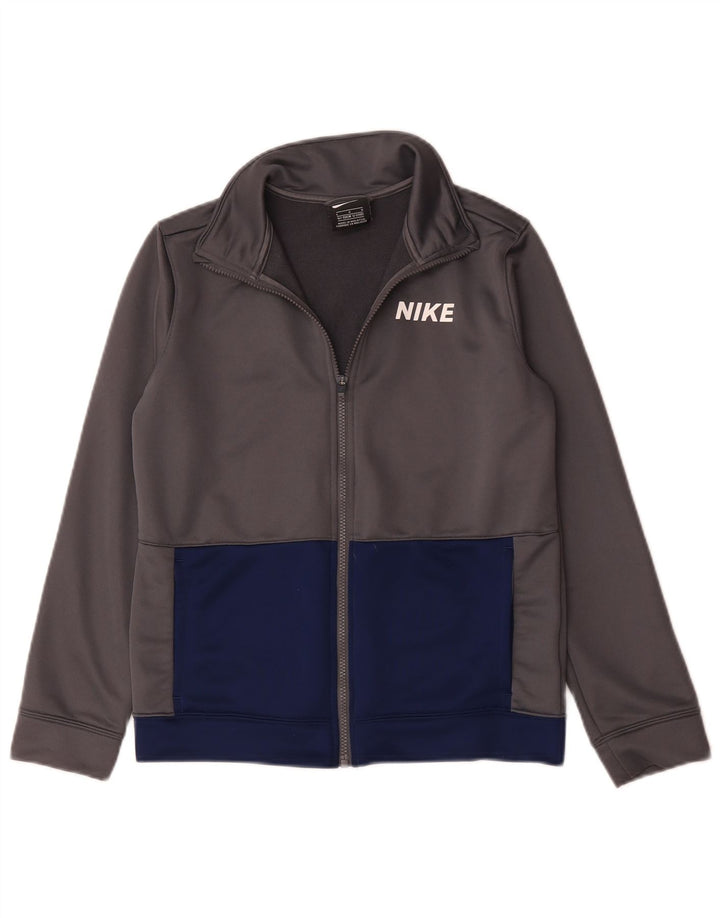 Jaqueta de treino Nike Boys 12-13 anos grande cinza colorblock poliéster