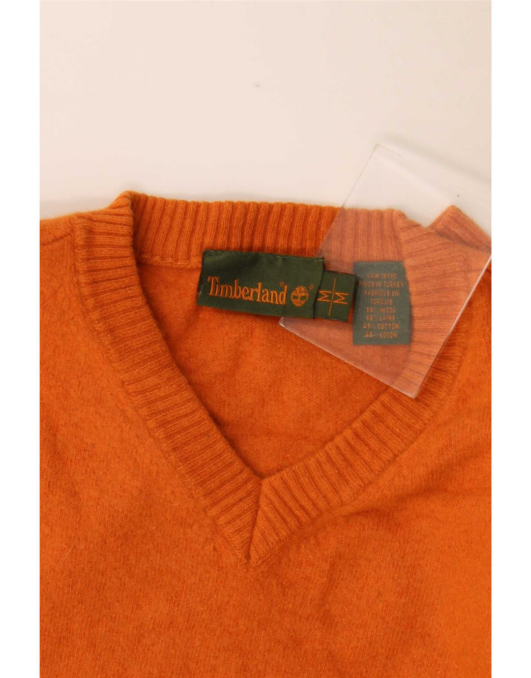 Suéter masculino Timberland com decote em V de lã laranja médio