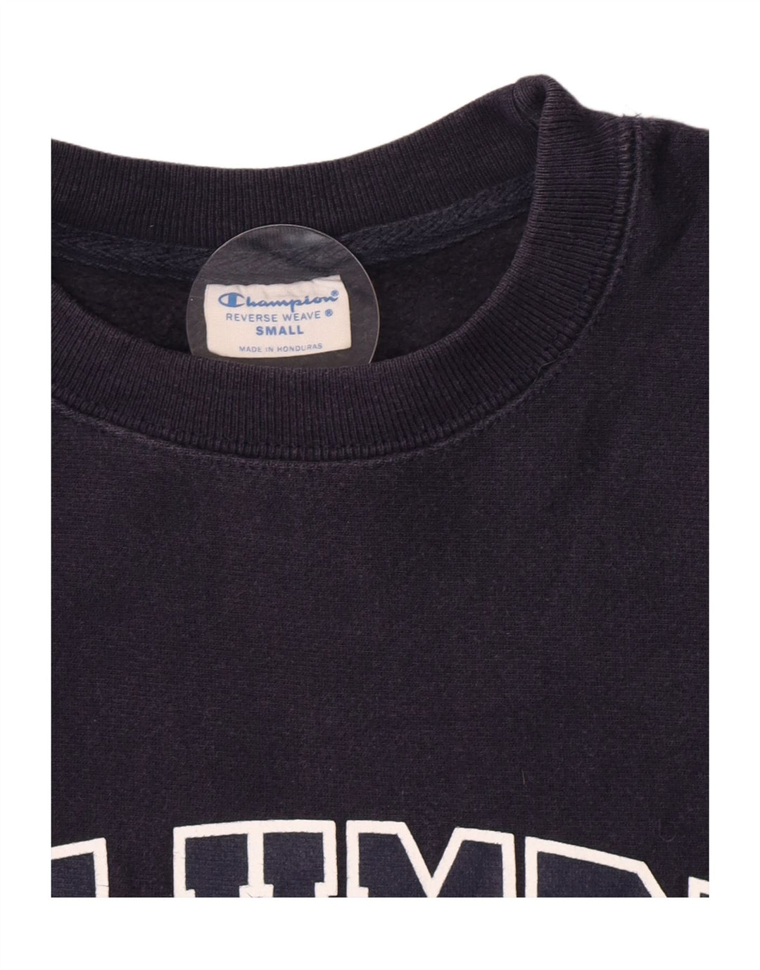 Campeão masculino Reverse Weave Graphic moletom jumper pequeno azul marinho