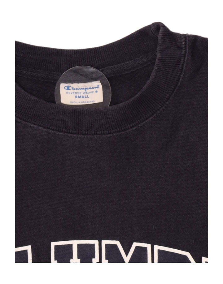 Campeão masculino Reverse Weave Graphic moletom jumper pequeno azul marinho
