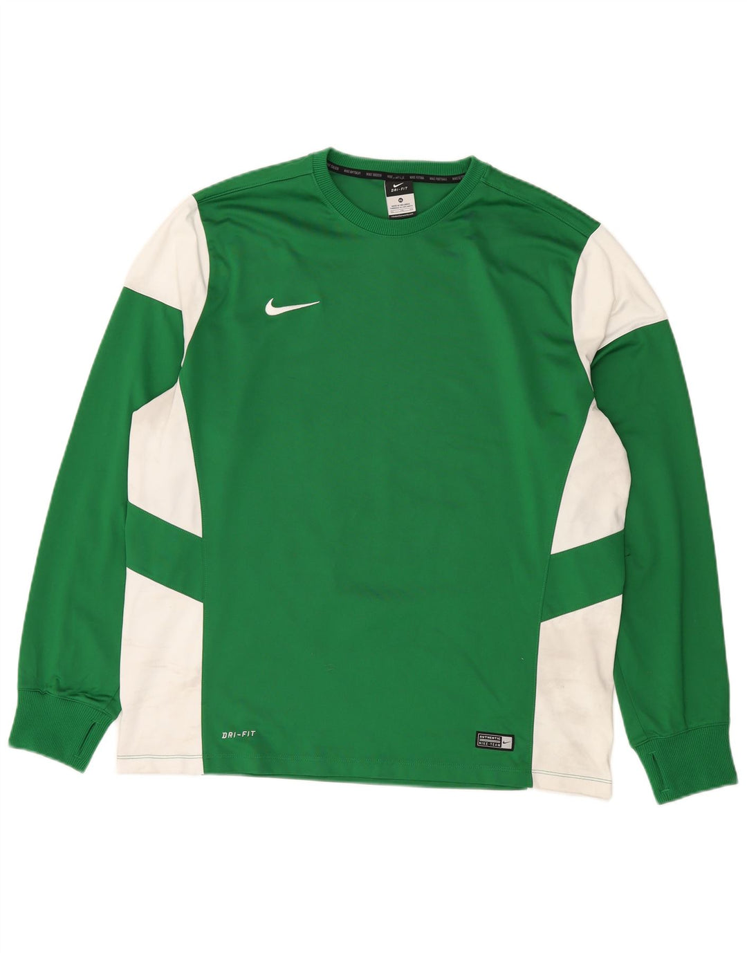 NIKE Masculino Dri Fit Top Manga Longa XL Verde Colourblock Poliéster