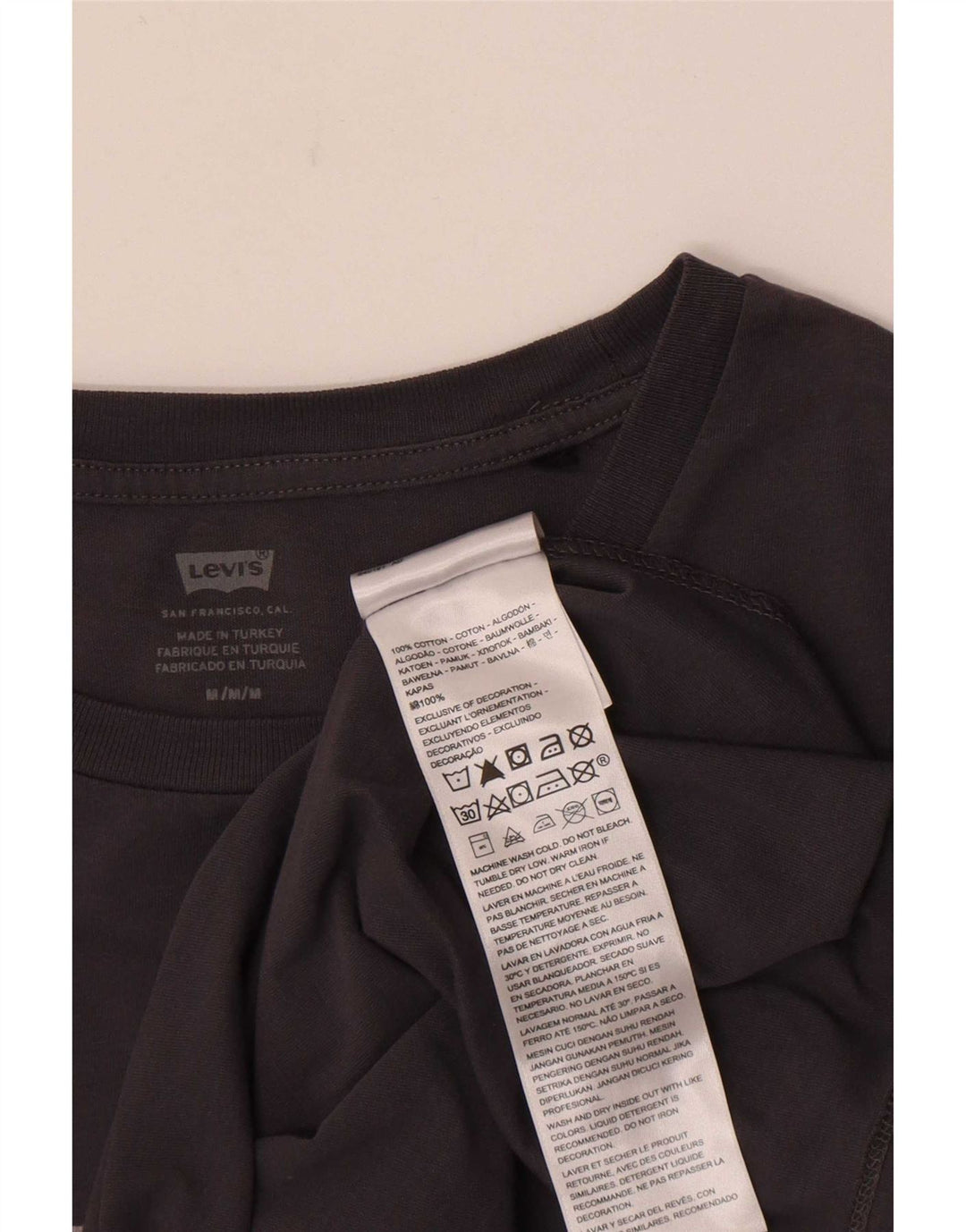 Camiseta feminina gráfica Levi's Top UK 12 algodão cinza médio
