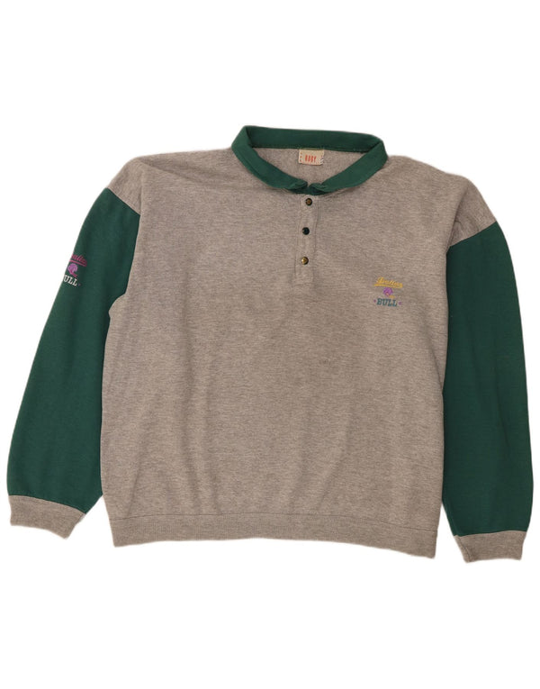 Roby moletom masculino com gola polo jumper 2XL algodão colorblock cinza
