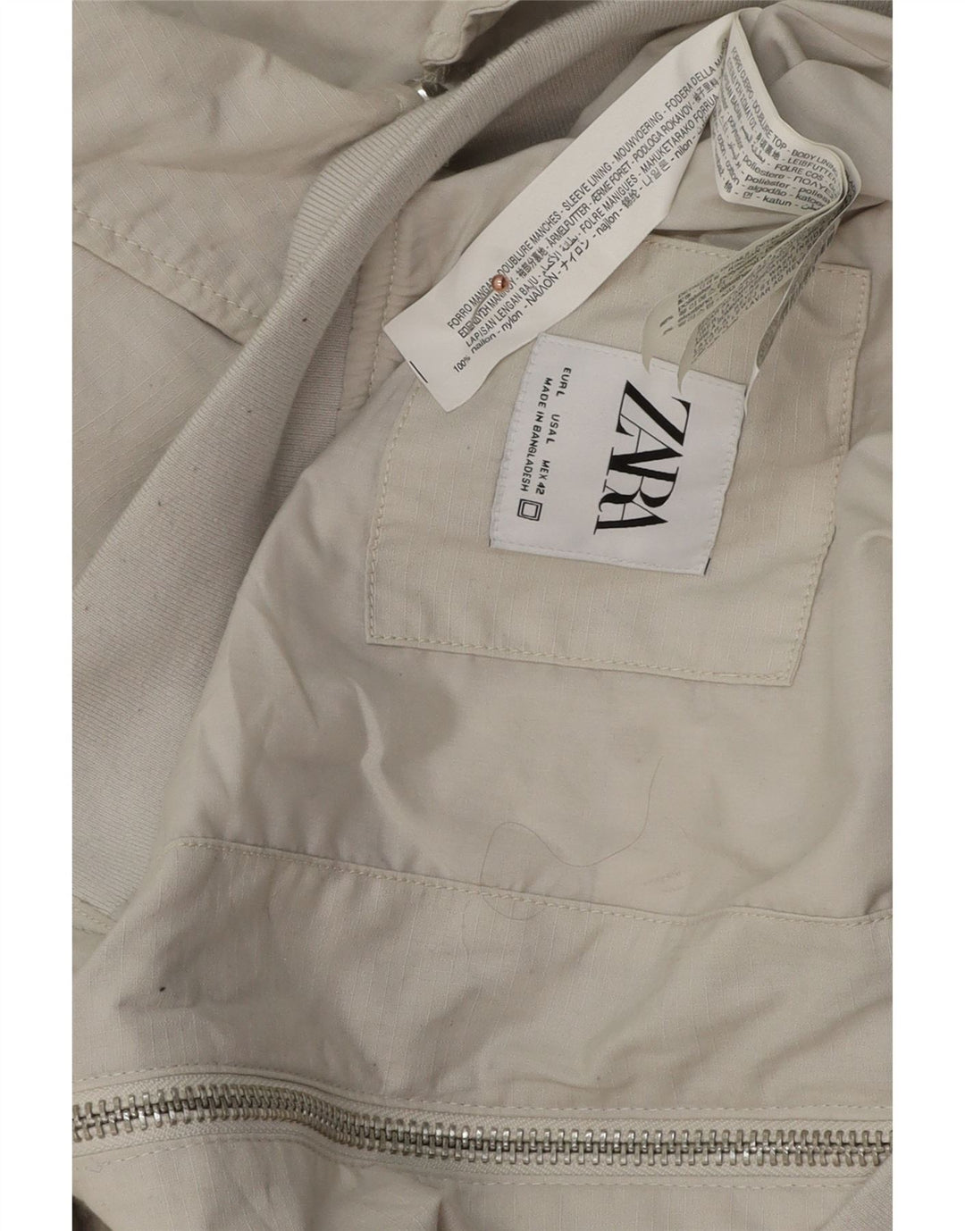 Jaqueta bomber masculina Zara UK 40 grande nylon branco