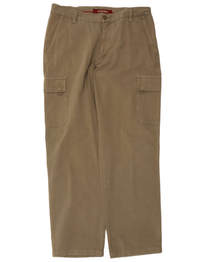 Calça cargo masculina Carrera reta W38 L33 algodão cáqui