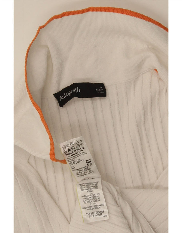 Camisa polo feminina Marks & Spencer Autograph Reino Unido 14 média branca viscose