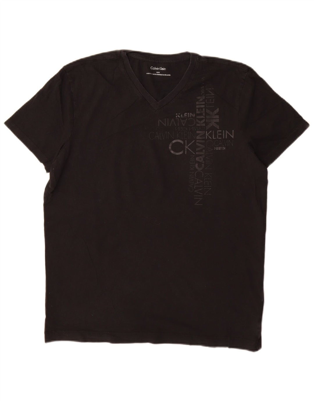 Camiseta feminina CALVIN KLEIN com estampa gráfica UK 14 algodão preto médio