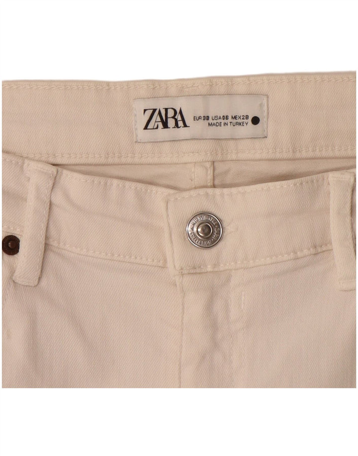 ZARA Bermuda feminina jeans shorts EU 38 pequeno W28 branco