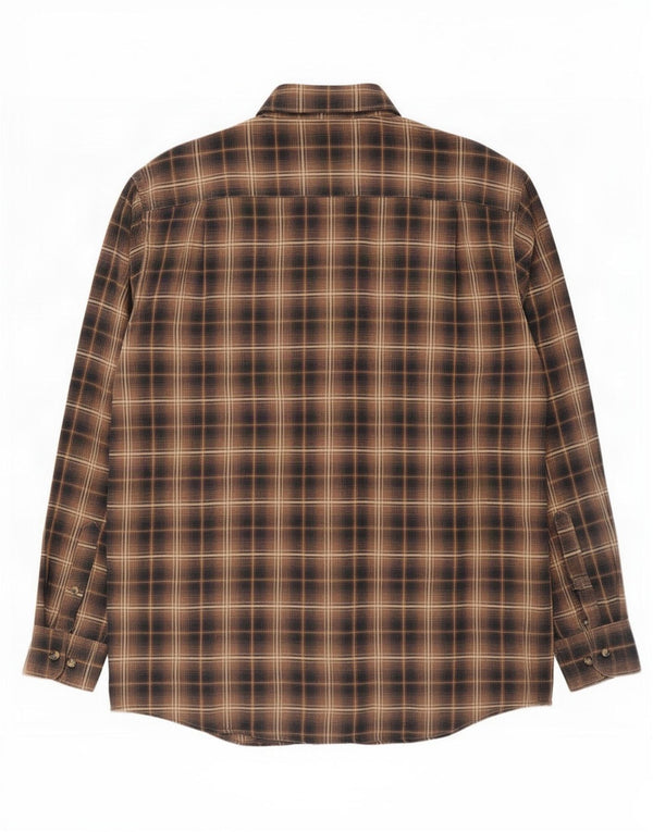 Camisa masculina Angelo Litrico tamanho 41/42 grande algodão xadrez marrom