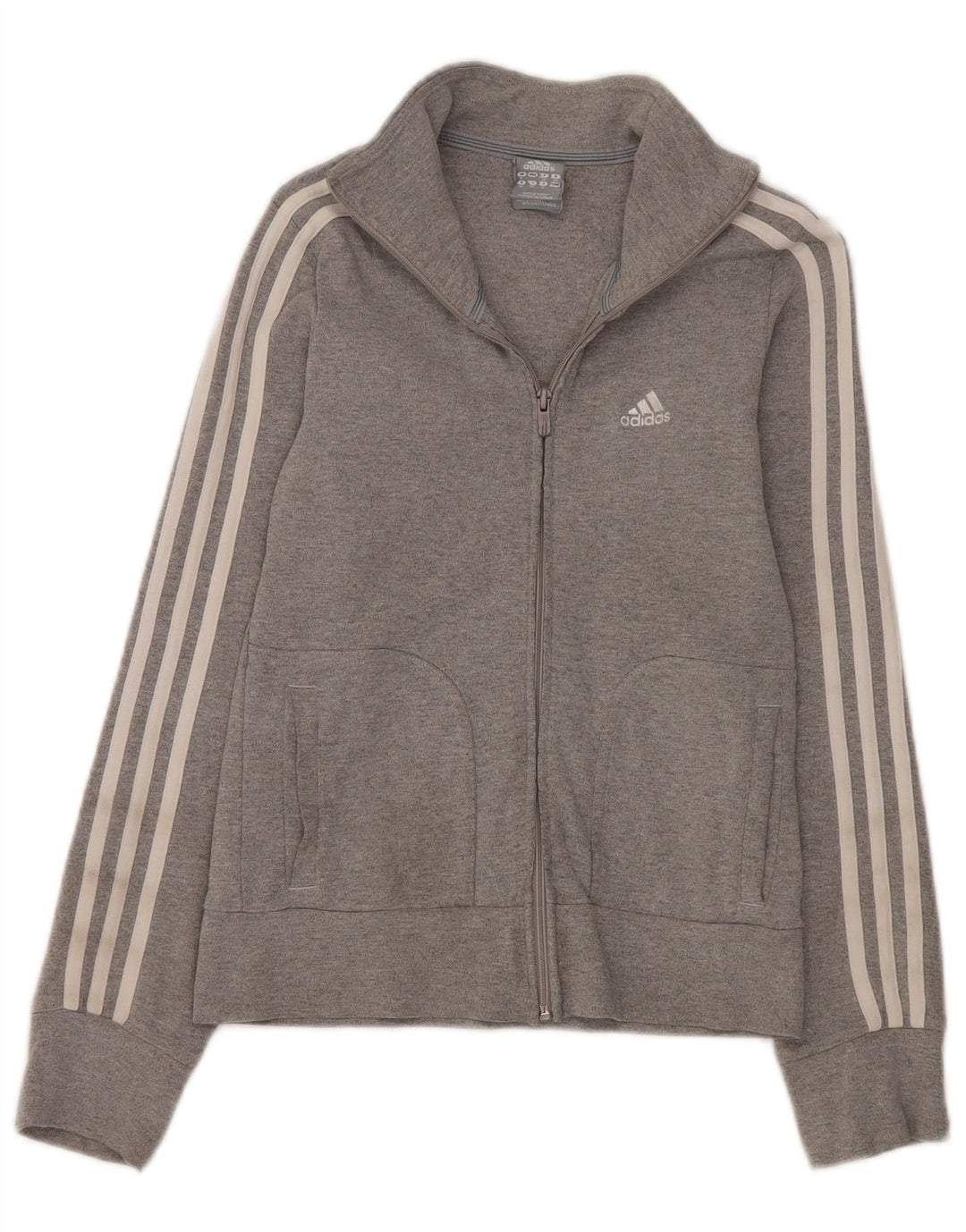 Adidas Womens Regular Fit Tracksuit Top Jacket UK 8 Pequeno Cinza Algodão