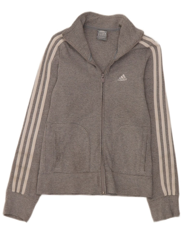 Adidas Womens Regular Fit Tracksuit Top Jacket UK 8 Pequeno Cinza Algodão