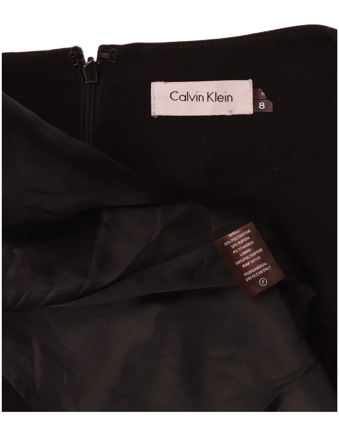 Vestido feminino Calvin Klein sem mangas evasê US 8 médio preto