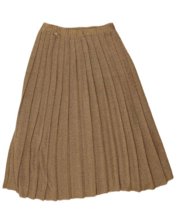 Saia plissada feminina vintage W24 XS marrom manchada