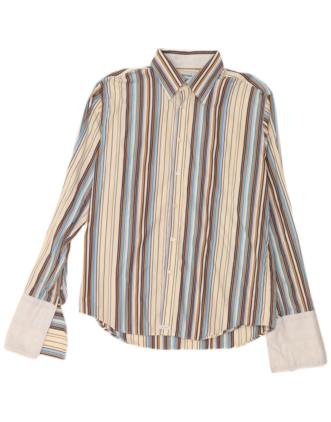 Camisa formal masculina Ted Baker tamanho 4 grande algodão listrado multicolorido