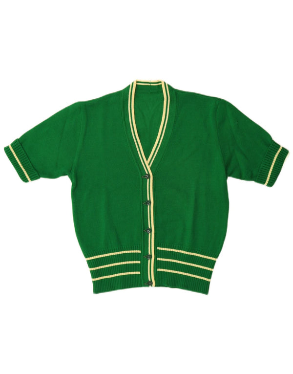 Suéter cardigã feminino vintage de manga curta IT 46 verde grande