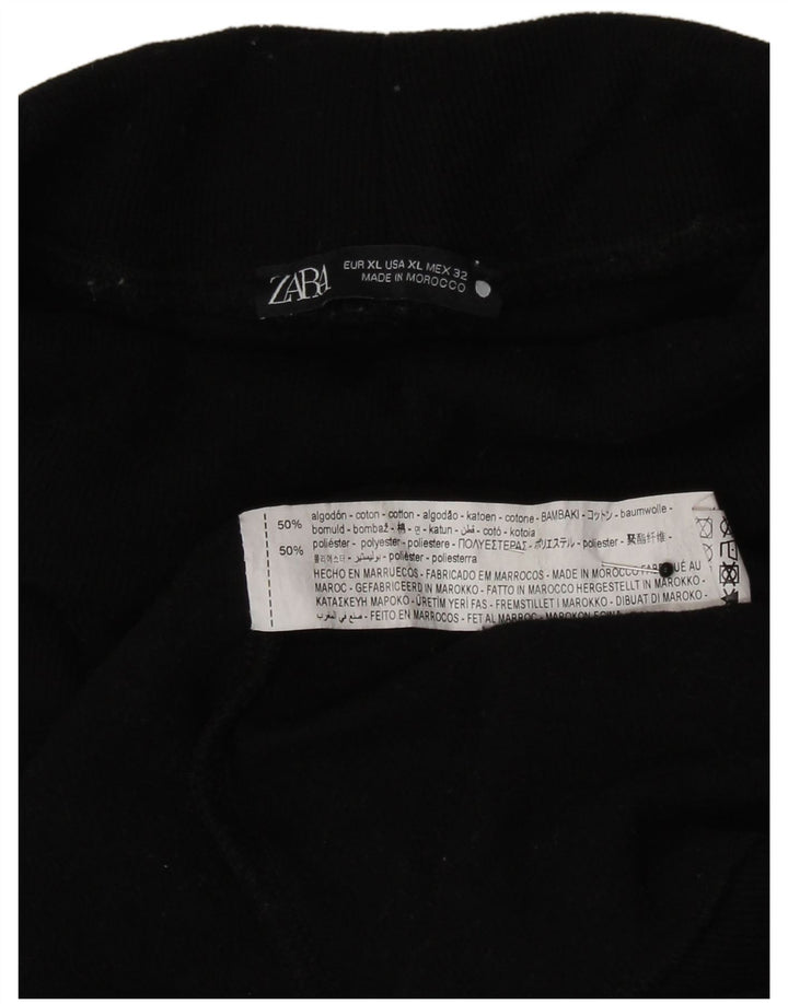 Top feminino Zara manga comprida UK 18 XL algodão preto