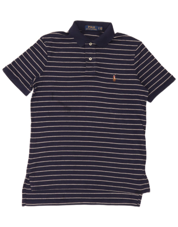 Polo Ralph Lauren Camisa masculina pequena listrada azul marinho algodão