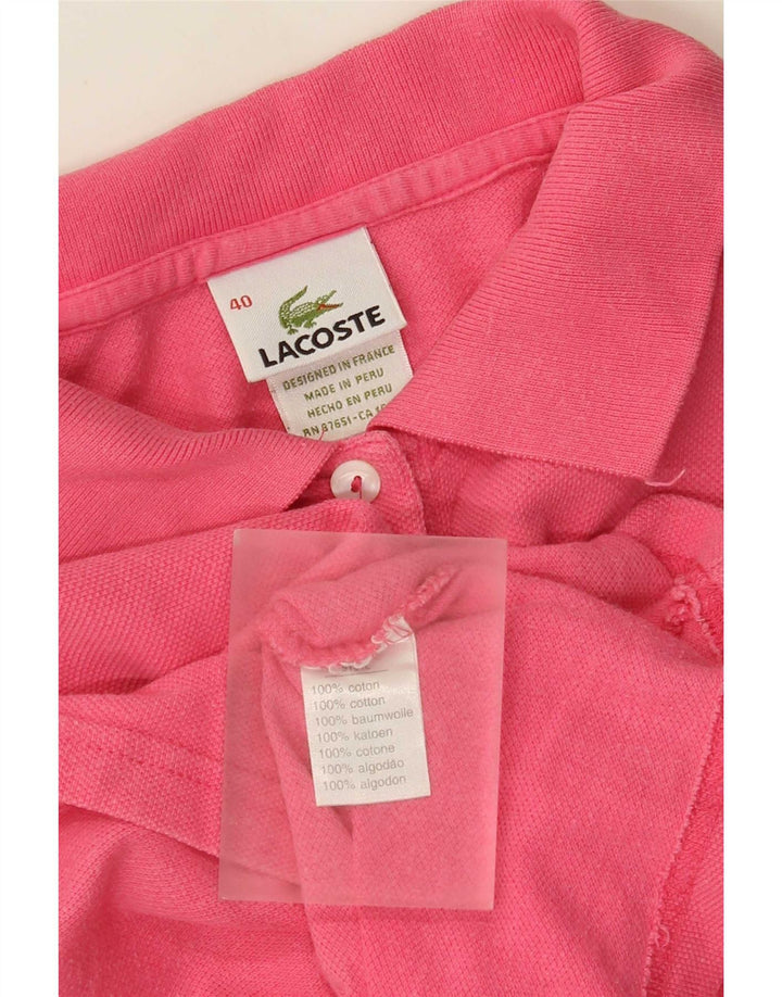 Camisa polo feminina Lacoste tamanho 40 algodão rosa médio