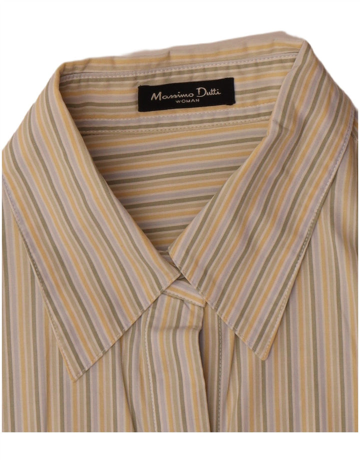 Camisa feminina Massimo Dutti Reino Unido 14 seda listrada bege média