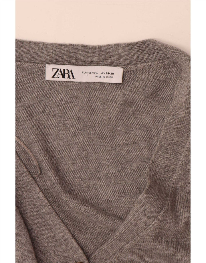 Suéter cardigã feminino Zara Longline oversized Reino Unido 14 cinza médio manchado