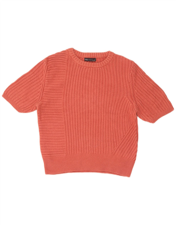 Suéter feminino Marks & Spencer com gola redonda Reino Unido 16 grande rosa