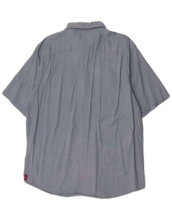 Wrangler Camisa masculina de manga curta grande algodão azul