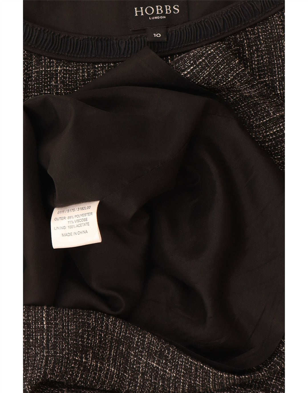 Vestido feminino Hobbs com bainha sem mangas UK 10 pequeno poliéster preto