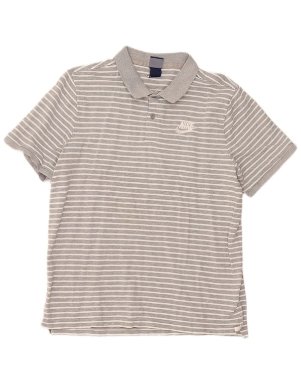 Camisa polo masculina Nike XL cinza listrada de algodão