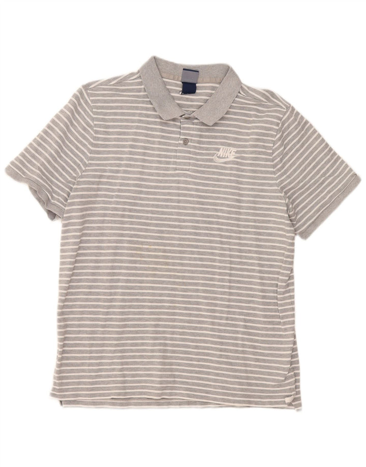Camisa polo masculina Nike XL cinza listrada de algodão