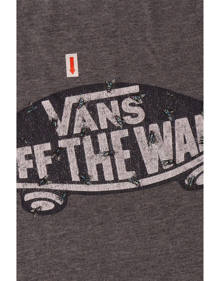 Camiseta masculina Vans Off The Wall com estampa gráfica pequena de algodão cinza
