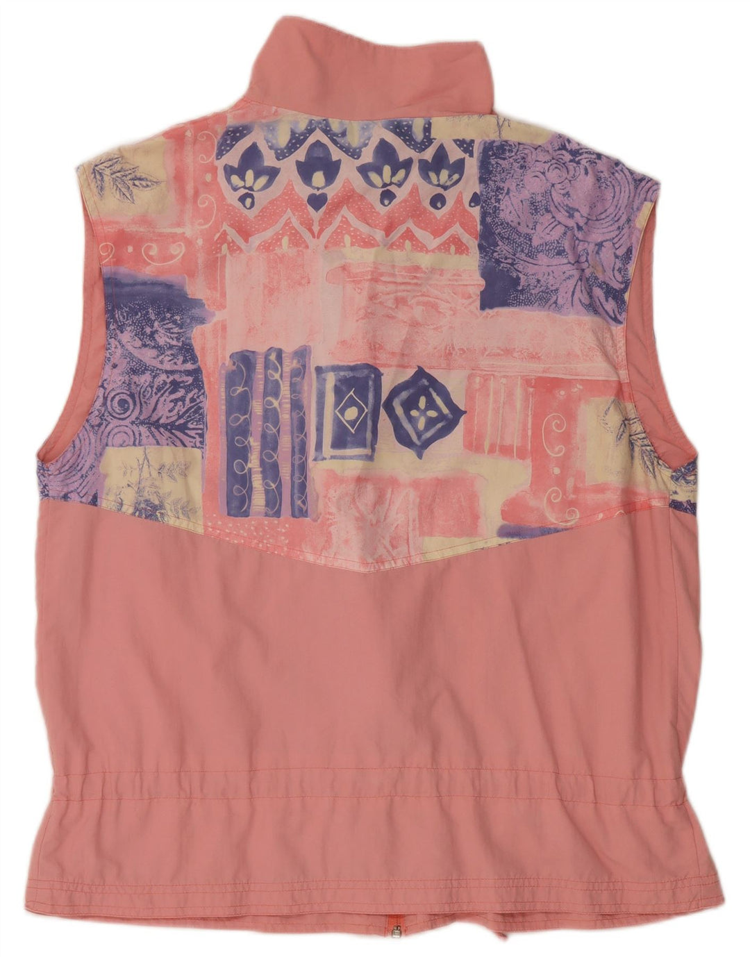 Jaqueta feminina VINTAGE sem mangas para treino UK 20 2XL rosa geométrico