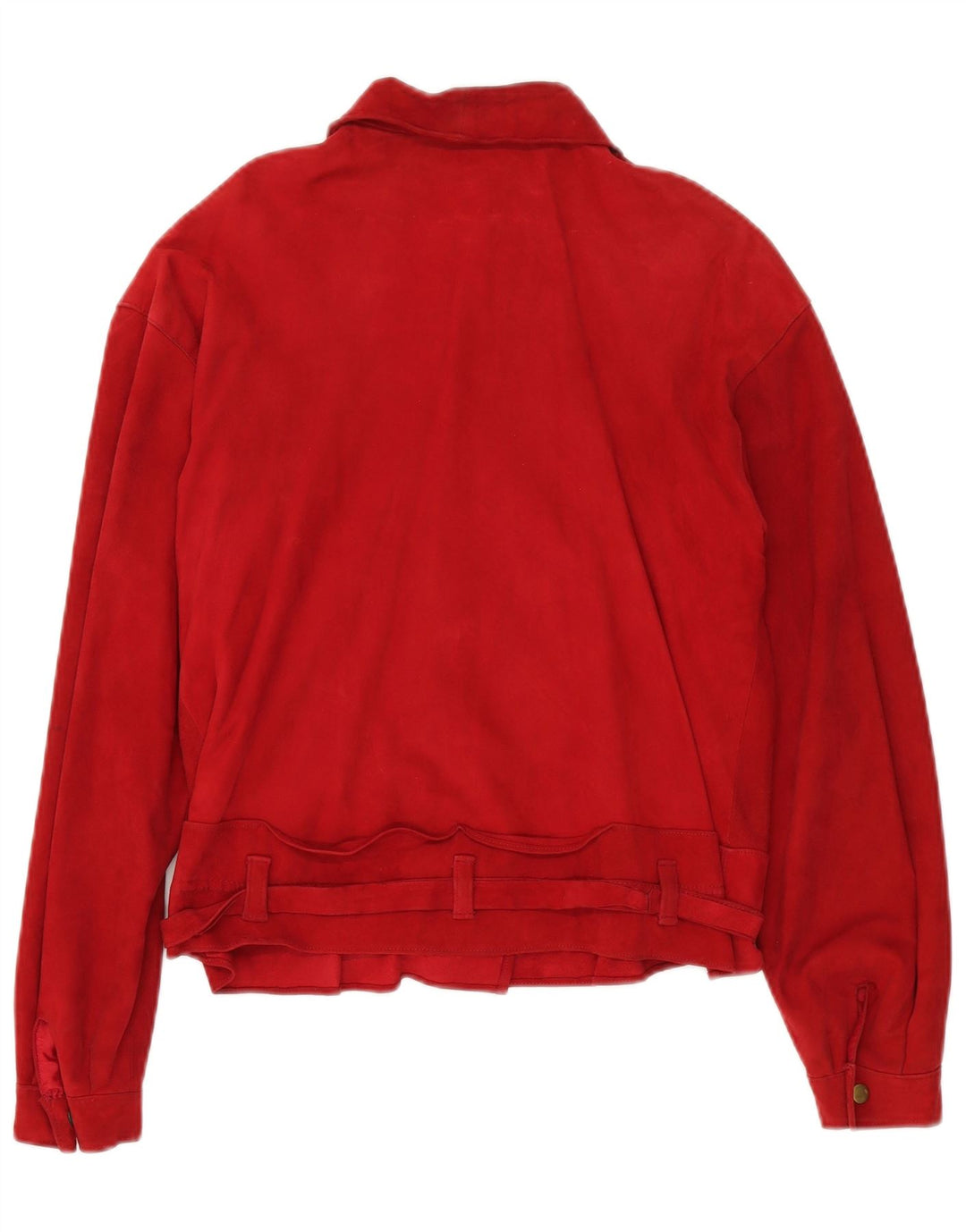 Conjunto de saia feminina de camurça VINTAGE de 2 peças Reino Unido 14 médio W30 couro vermelho