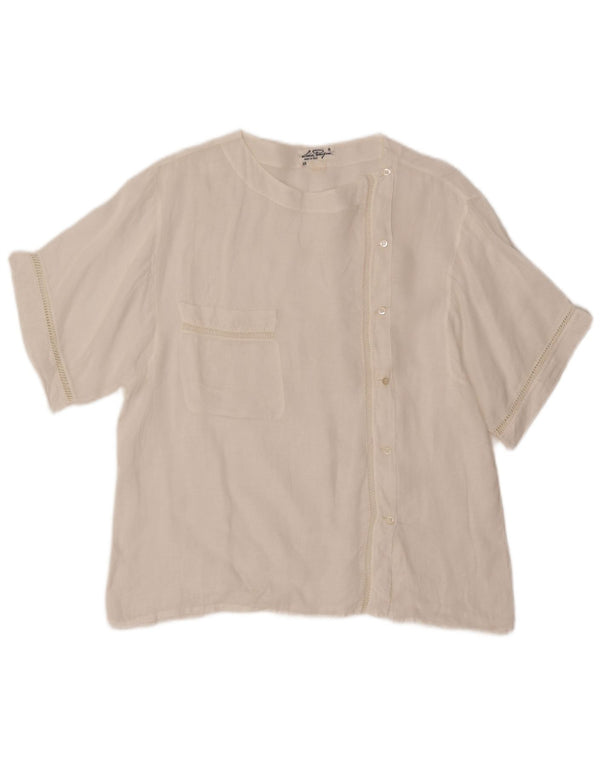 Blusa feminina VINTAGE manga curta IT 48 XL branca