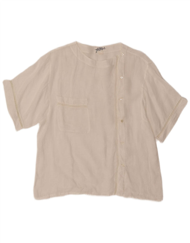 Blusa feminina VINTAGE manga curta IT 48 XL branca