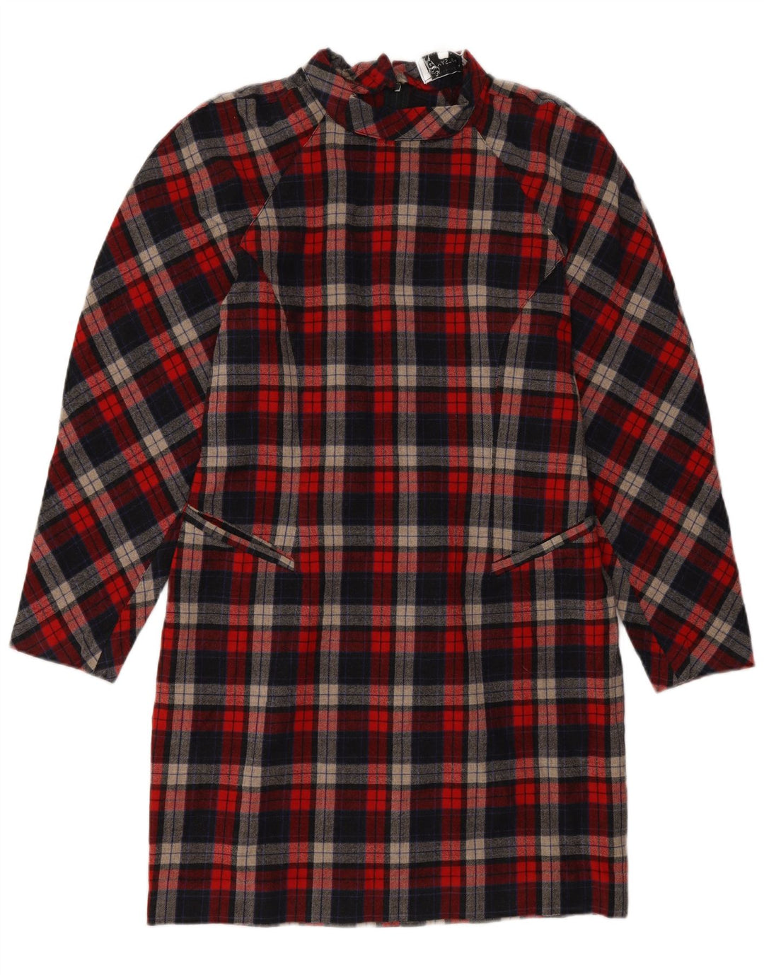 Vestido feminino vintage de manga comprida IT 46 xadrez vermelho grande