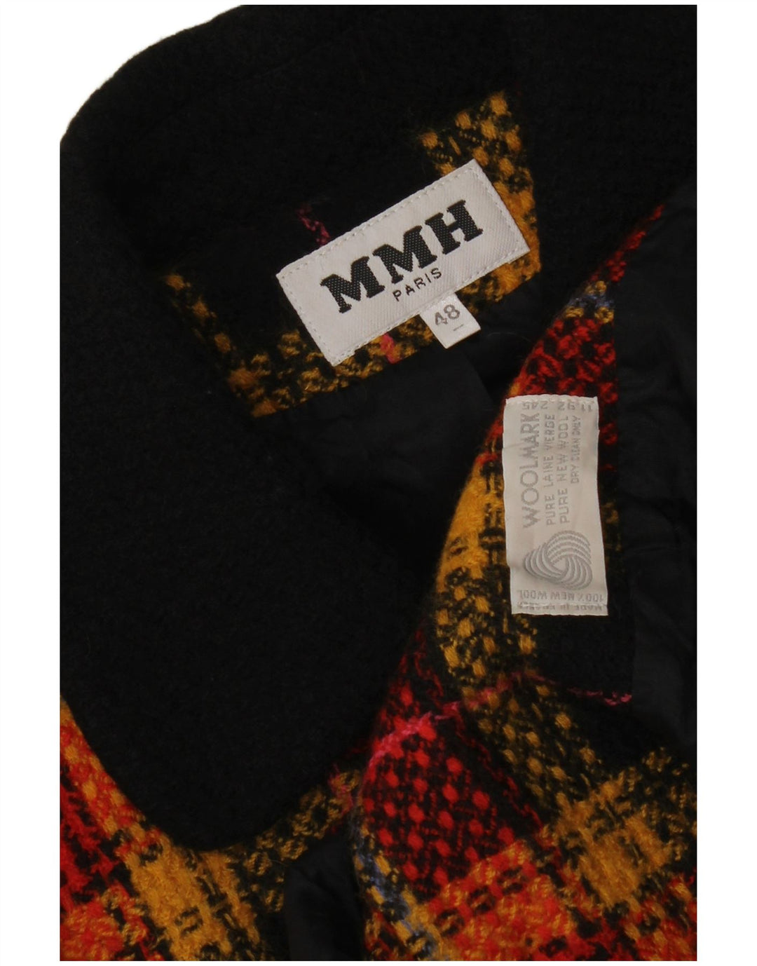 Jaqueta blazer feminina vintage com 5 botões IT 48 XL laranja xadrez virgem lã