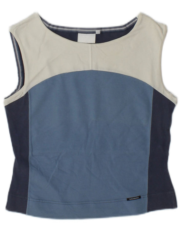 Diadora Womens Crop Vest Top UK 10 Pequeno Azul Colourblock Algodão
