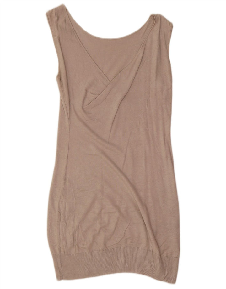 Vestido jumper feminino sem mangas Massimo Dutti Reino Unido 12 médio bege