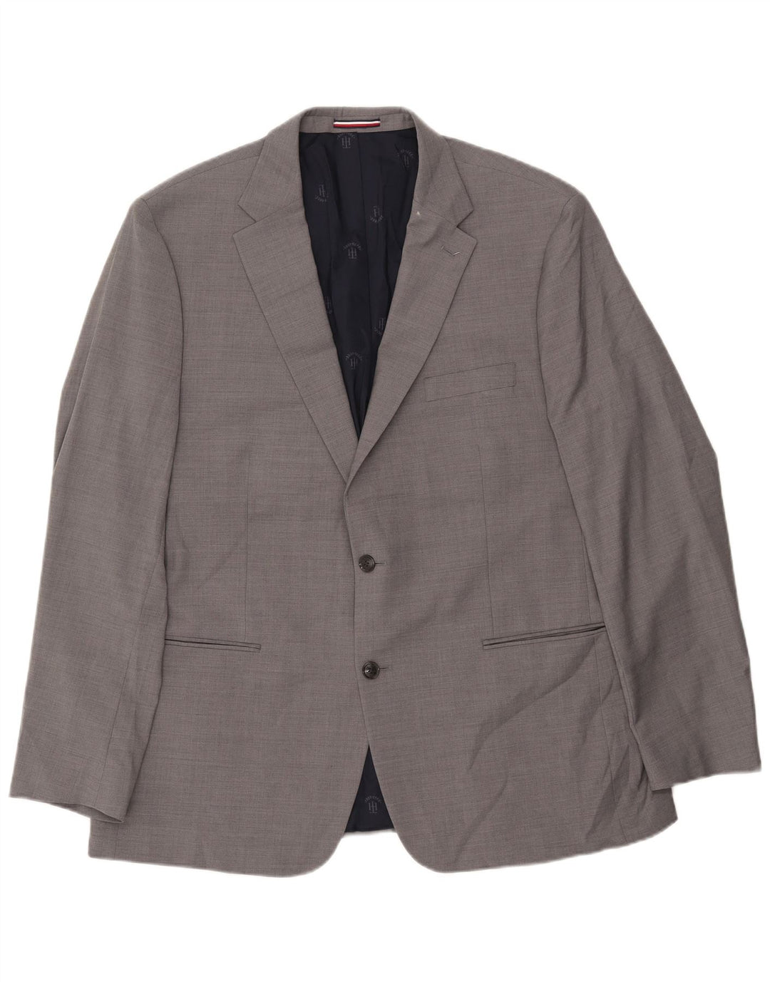 Jaqueta blazer masculina TOMMY HILFIGER com 2 botões Reino Unido 48 4XL lã cinza