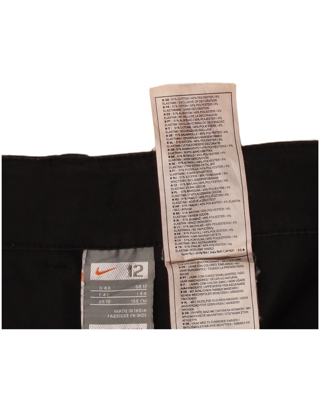 Shorts cargo feminino Nike UK 12 médio W36 algodão preto