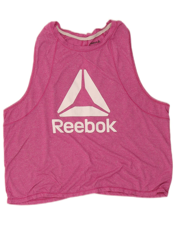Reebok Womens Crop Graphic Vest Top UK 16 Grande Rosa Flecked