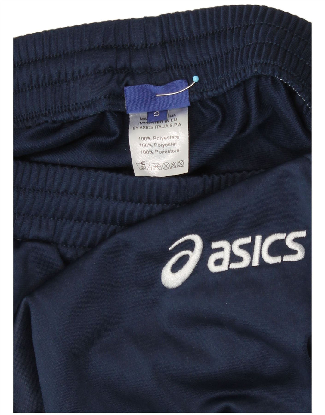 Calça de treino masculina Asics pequena azul marinho poliéster