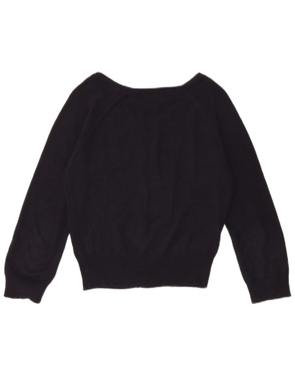 Suéter Zara feminino crop cardigan Reino Unido 14 grande azul marinho