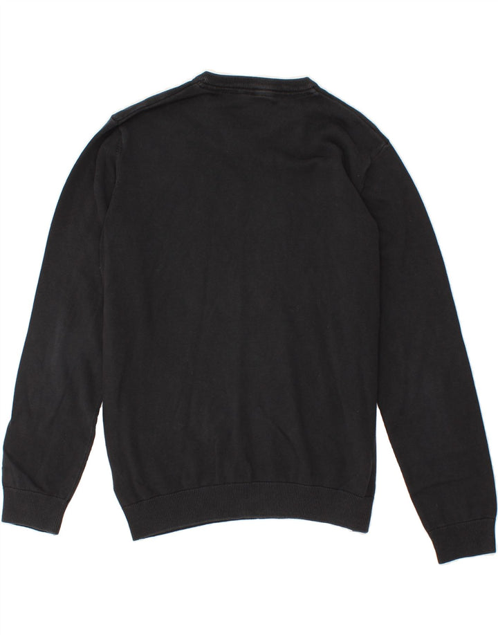 MARKS & SPENCER Boys V-Neck Jumper Sweater 15-16 Years Black Cotton Vintage Marks & Spencer and Second-Hand Marks & Spencer from Messina Hembry 