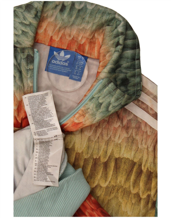 Adidas Womens Tracksuit Top Jacket UK 10 Pequeno Multicolorido Geométrico