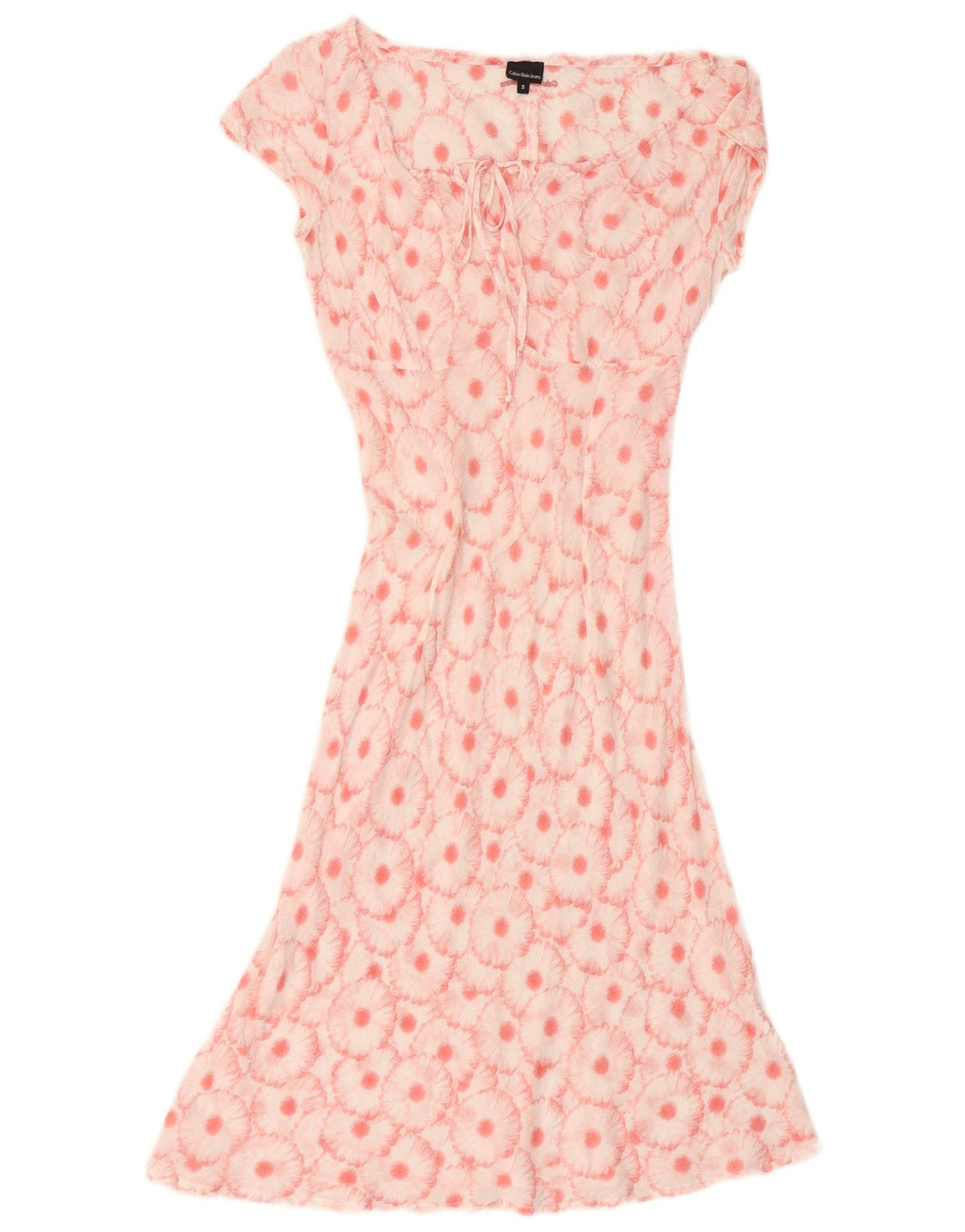 Vestido básico feminino CALVIN KLEIN Reino Unido 10 pequeno algodão floral rosa