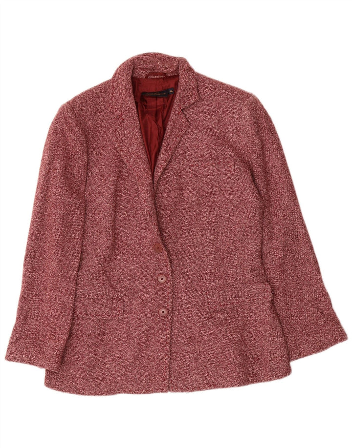 Luisa Spagnoli jaqueta blazer feminina de 3 botões IT 44 lã manchada vermelha média