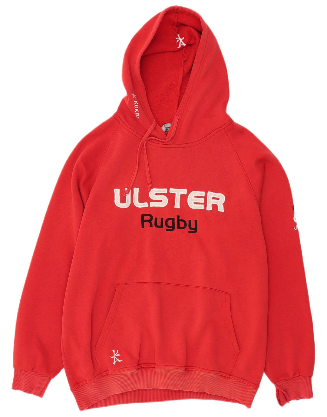 KUKRI Mens Graphic Hoodie Jumper Large Red Cotton